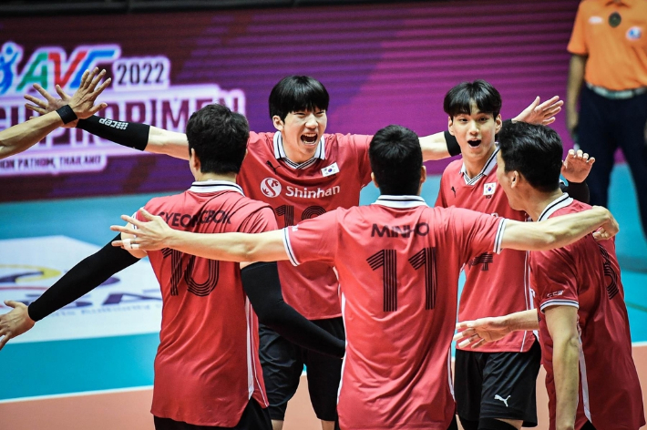 한국 남자 배구 대표팀. 아시아배구연맹 홈페이지 캡처
