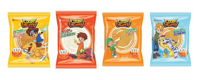 디지몬빵 4종. 롯데제과 제공