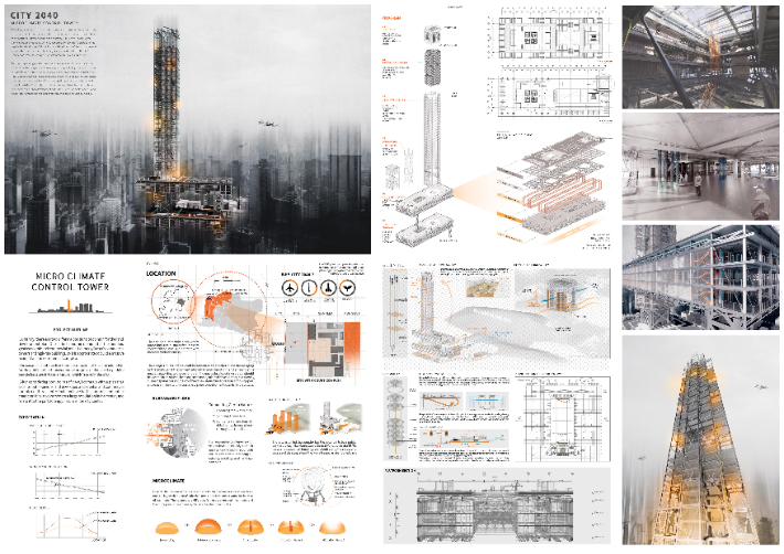 SKYHIVE skyscraper challenge 대상 수상작 'CITY 2040 : MICRO CLIMATE CONTROL CENTER'. 영남대 제공