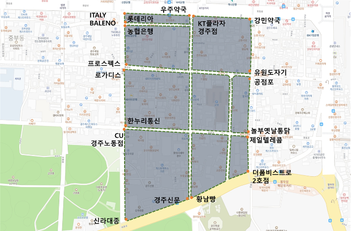 경주 상권르네상스 사업 종합 위치도. 경주시 제공