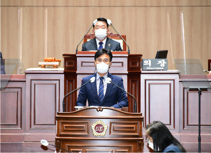 31일 박필순 광주광역시의원, 본회의장에서 5분 자유발언. 광주광역시의회 제공