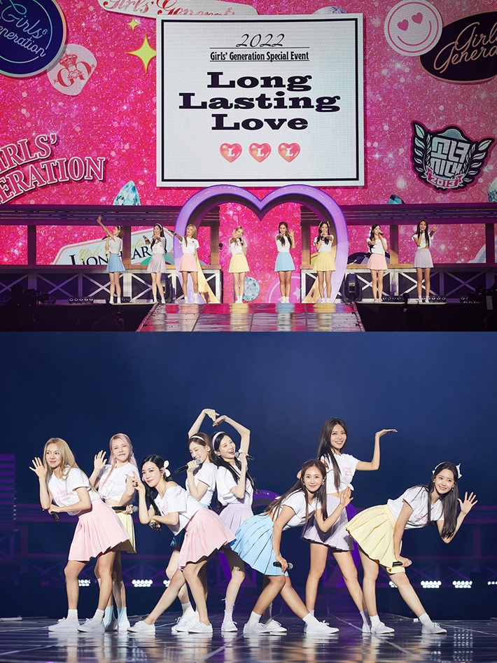 소녀시대는 이날 팬 미팅에서 7집 수록곡을 포함해 '지' '다시 만난 세계' 등 기존 곡 무대도 선보였다. SM엔터테인먼트 제공