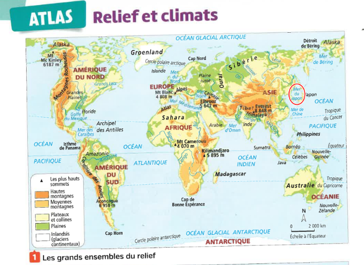 '일본해(Mer du Japon)'로 표기한 교과서. 더불어민주당 안민석 의원실 제공