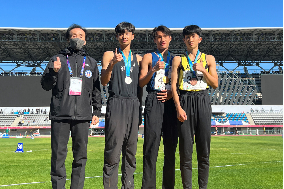 육상 남자대학부 하프마라톤에 출전한 김건오(한체대4)가 금메달을 차지했다. 울산시체육회 제공