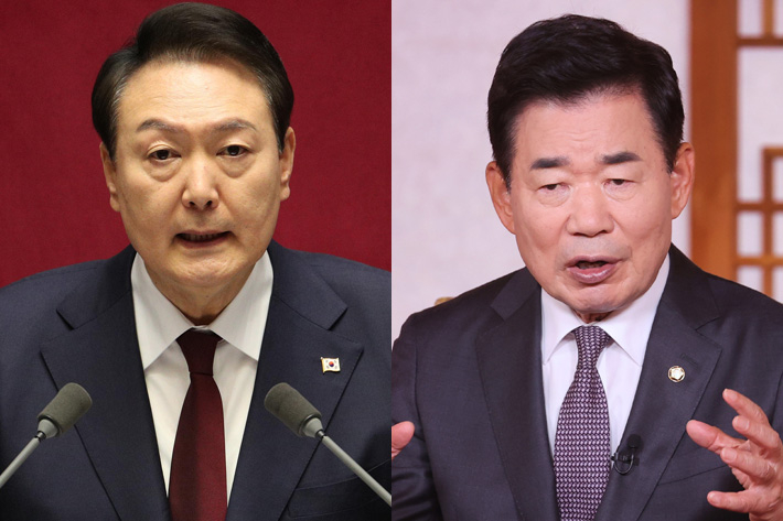 윤석열 대통령(왼쪽), 김진표 국회의장. 연합뉴스