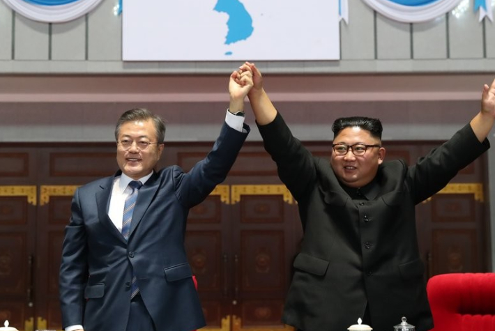 2018년 9월 19일 당시 문재인 대통령과 북한 김정은 국무위원장. 연합뉴스