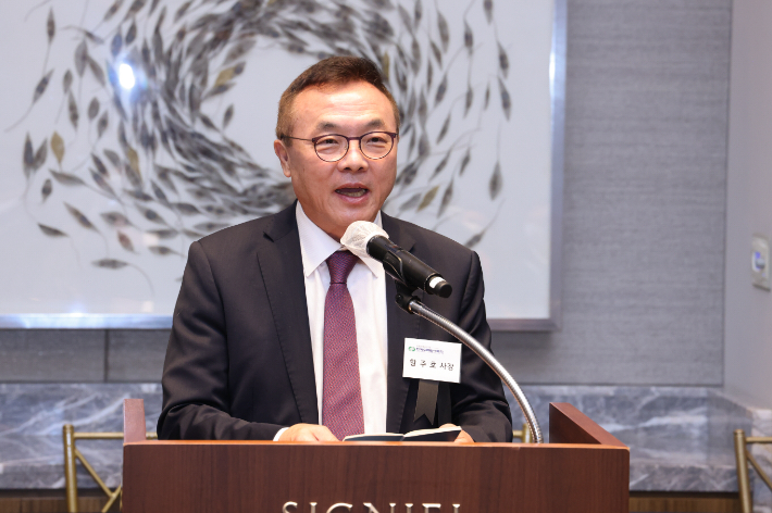 황주호 한수원 사장이 축사를 하고 있다. 한수원 제공