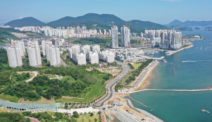 여수 웅천지구 항공사진. 여수시 제공