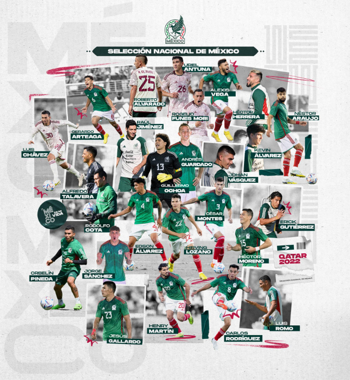 월드컵에 출전하는 멕시코 선수들. 멕시코축구협회 SNS