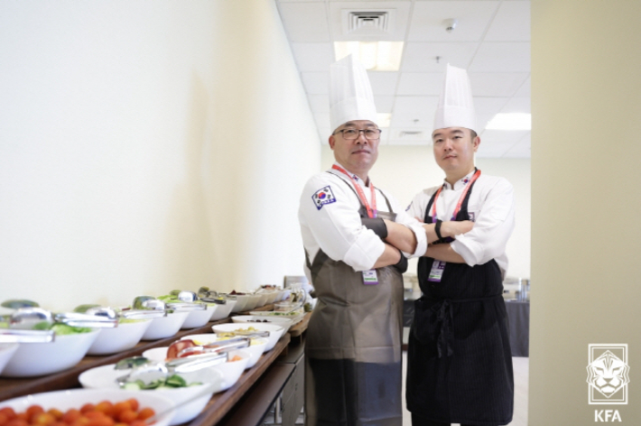 신동일(왼쪽) 조리사와 김형채 조리사. 대한축구협회 제공