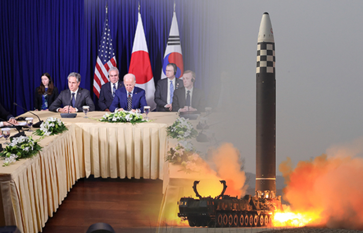 북한이 18일 ICBM으로 추정되는 탄도미사일을 발사했다. 한미일이 대북 확장억제력을 강화하는 방안에 대해 북한이 강대강 기조로 맞대응하는 양상이다. 연합뉴스·뉴스1 제공