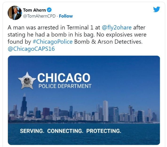 美시카고 공항서 "가방에 폭탄있다" 농담했다가 '쇠고랑'