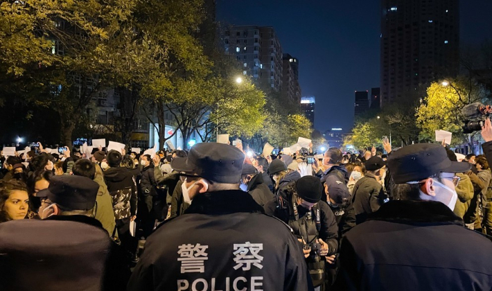 중국 베이징의 제로코로나 관련 항의 시위. 연합뉴스
