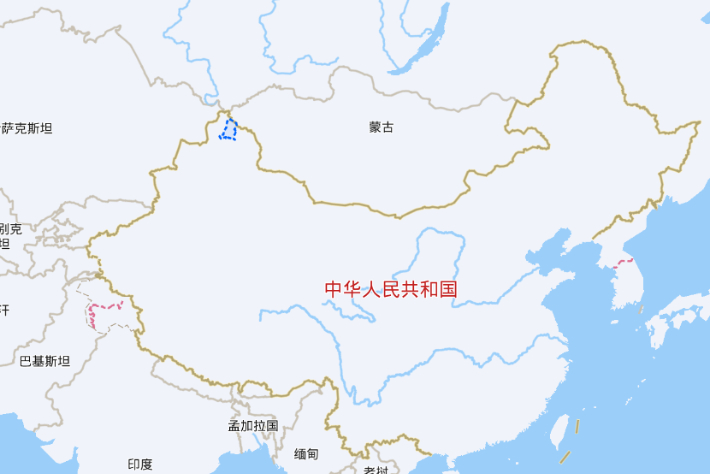 중국 신장 지역 위치(왼쪽 상단 파란 표시). 바이두 지도 캡처