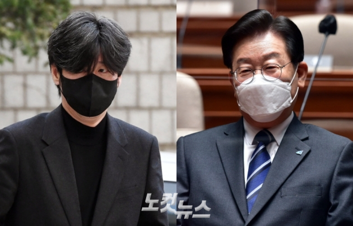 7일 남욱 변호사(왼쪽)는 서울중앙지검에 출석하면서 더불어민주당 이재명 대표(오른쪽)를 겨냥하는 듯한 발언을 했다. 황진환·윤창원 기자