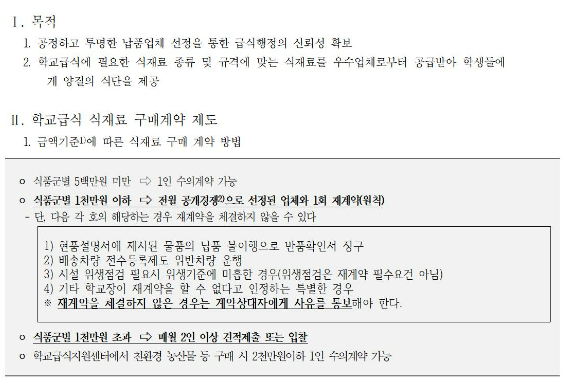 광주시교육청 학교급식 식재료 구매계약 제도 운영지침. 광주시교육청 제공