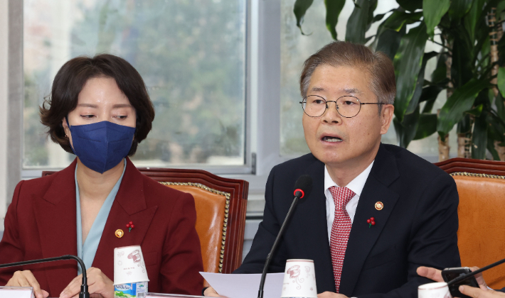 추가근로제 유효기간 연장 민당정 간담회에서 발언하는 이정식 고용노동부 장관. 연합뉴스