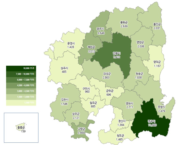 경북도 한옥 분포 현황. 경북도 제공