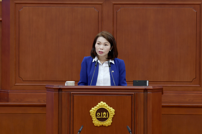 대전시의회 정례회 본회의에서 발언하는 이금선 의원. 대전시의회 제공
