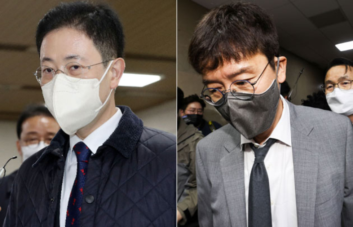 손준성 검사(왼쪽) 국민의힘 김웅 의원. 연합뉴스·박종민 기자 