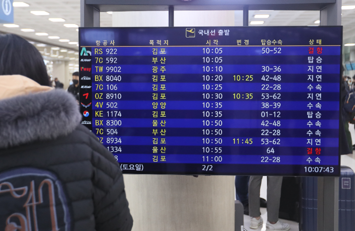 운항 재개된 제주공항. 연합뉴스