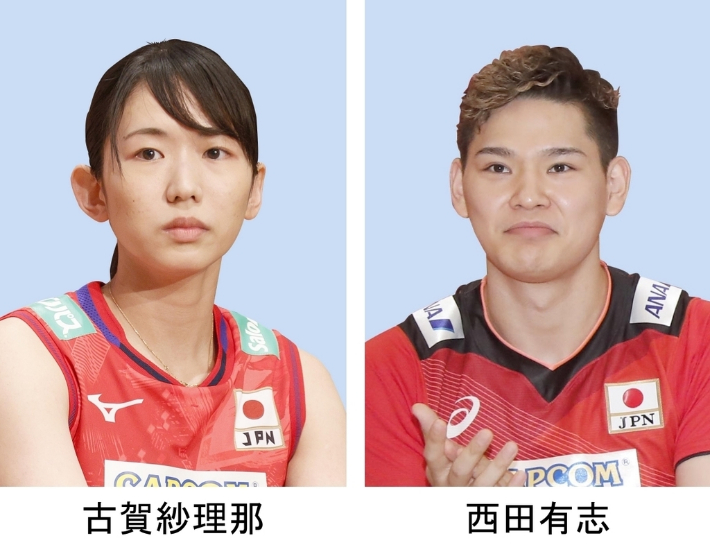 일본 여자 대표팀 주장 고가 사리나(왼쪽)와 남자 대표팀 차세대 에이스 니시다 유지. 교도=연합뉴스