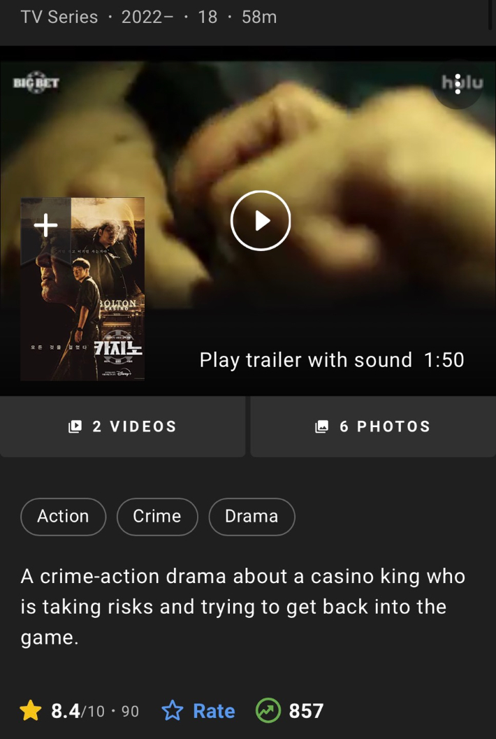 1월 2일 IMDb 화면 캡처.
