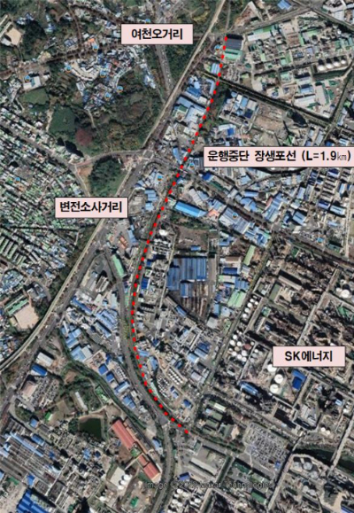 운행 중단된 장생포선 위치도. 울산시 제공