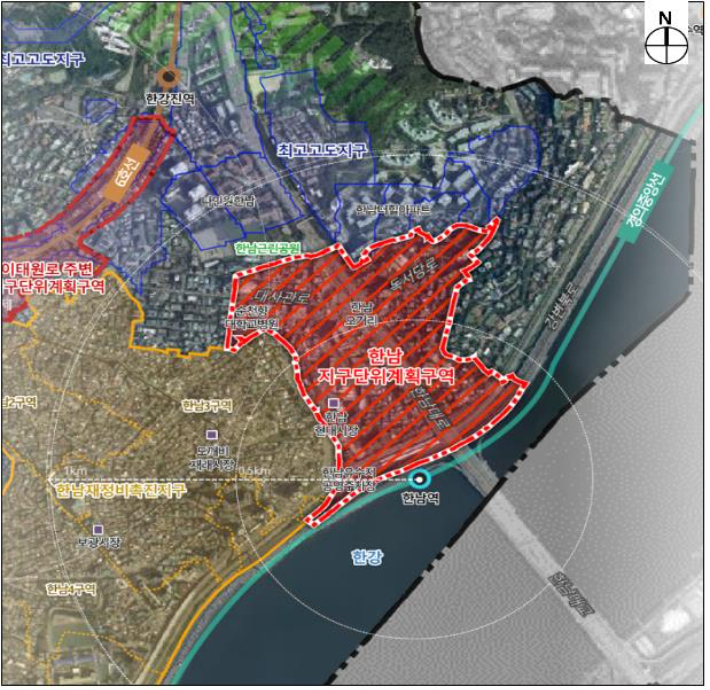 한남 지구단위계획구역 위치도. 서울시 제공