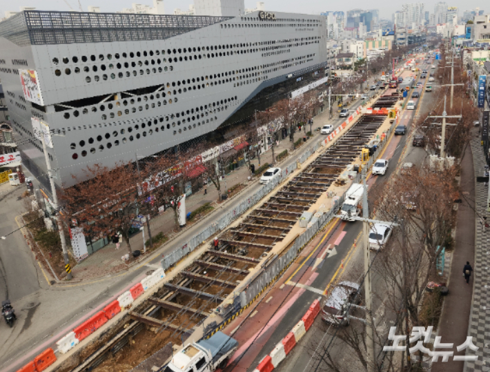 18일 오전 광주 서구 금호동 인근 광주도시철도 2호선 공사 현장. 박성은 기자