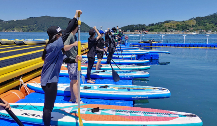 SUP보드 국제지도자 실습 모습. 광주대학교 제공
