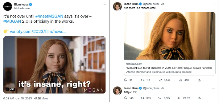 블룸하우스 공식 트위터(사진 왼쪽)와 제이슨 블룸 공식 트위터 화면 캡처.