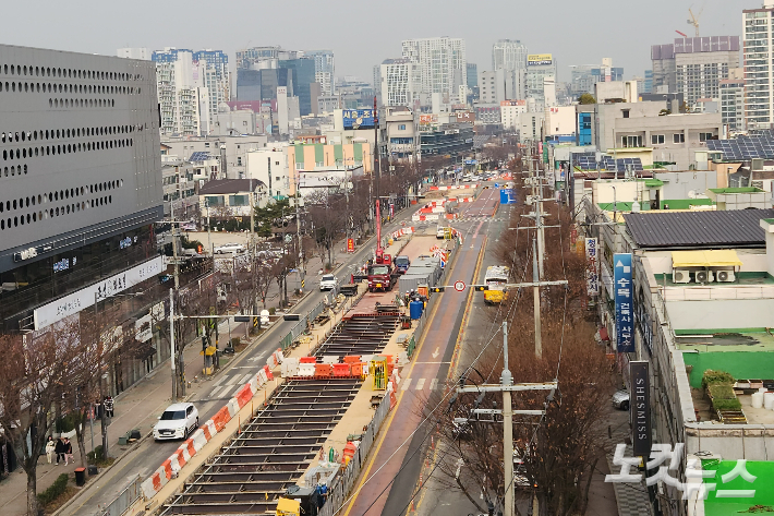 광주 서구 금호동 광주 도시철도 2호선 공사 구간. 박성은 기자