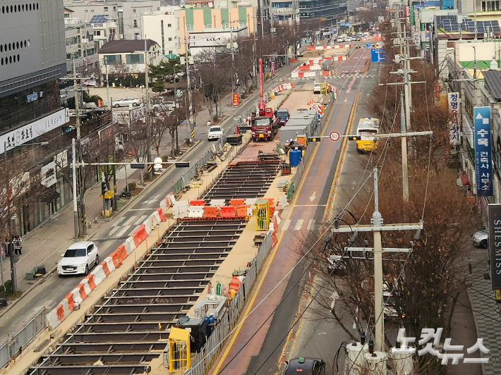 광주 서구 금호동 광주 도시철도 2호선 공사 구간. 박성은 기자