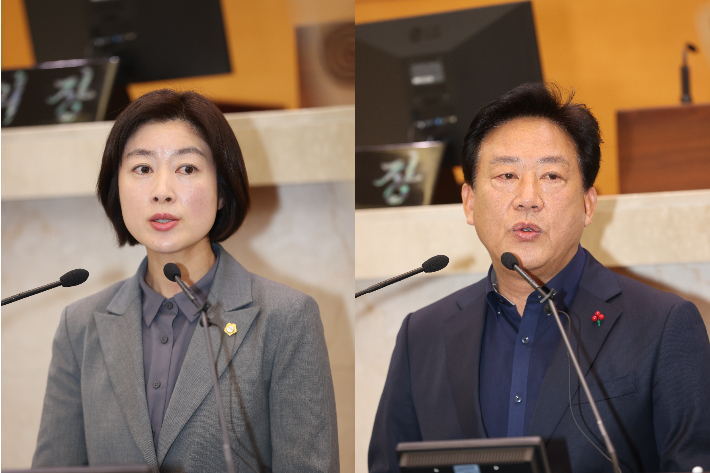 김하영(왼쪽) 의원, 백강훈(오른쪽) 의원. 포항시의회 제공