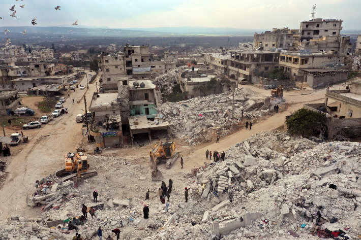 지진으로 파괴된 시리아. 연합뉴스