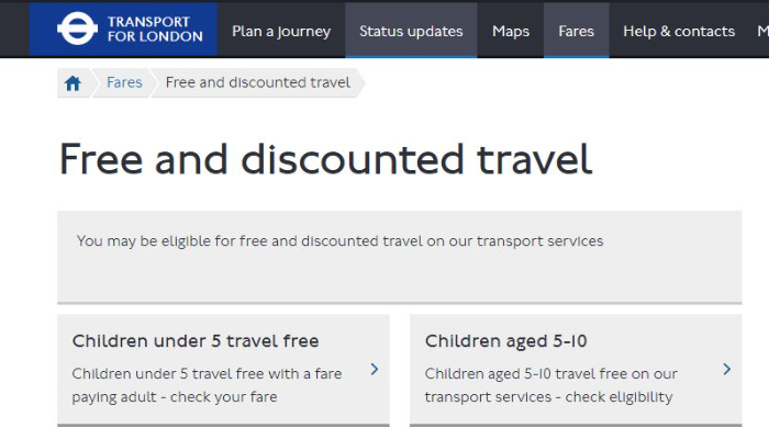 Transport for London 사이트 캡처