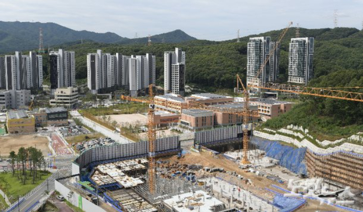 경기도 성남시 분당구 대장동 개발사업 현장의 모습.