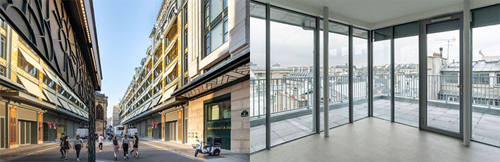 복합건물 라사마리텐의 백화점 전경과 사회주택 내부. 파리 해비타트 홈페이지 캡처