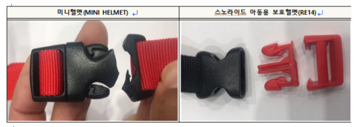 강도 부적합 제품의 버클파손 제품. 소비자연맹 제공