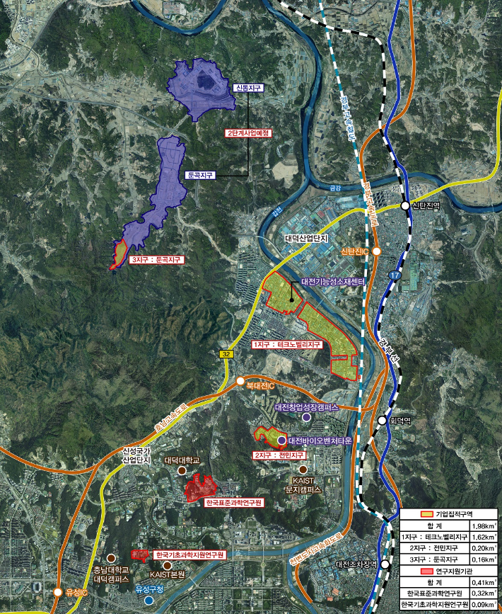연구산업진흥단지 지정지역 위치도. 대전시 제공