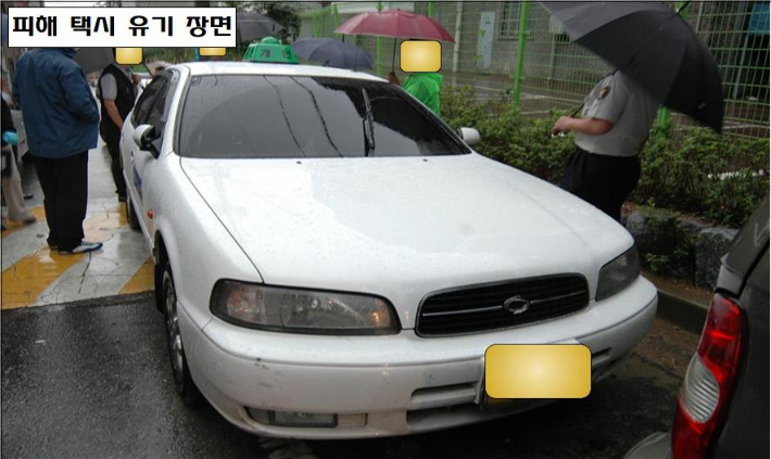 사건 당시 피의자들이 유기한 택시 모습. 인천경창청 제공