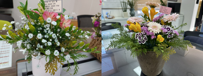 도청 사무실에 놓인 꽃바구니. 경남도청 제공