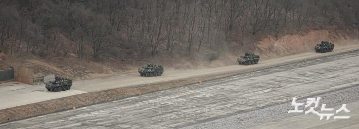 미2사단 스트라이커 여단 장갑차들