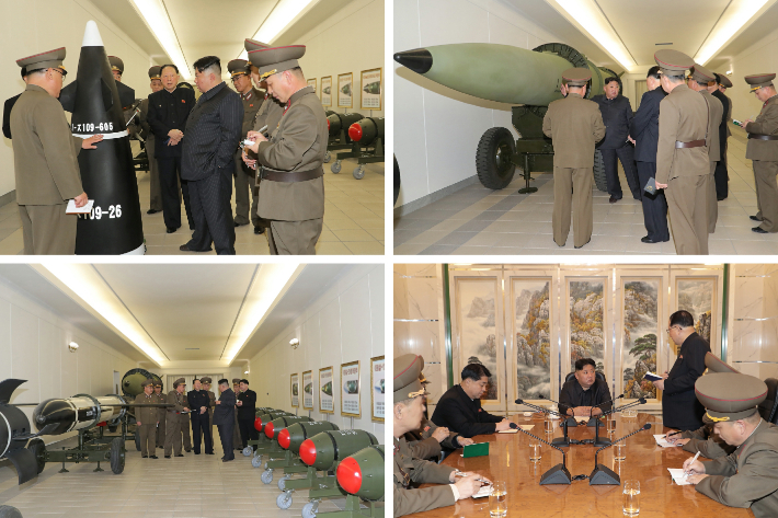 핵무기병기화사업 지도하는 김정은. 뉴스1 제공