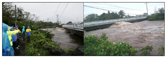 지난 2012년 태풍 산바가 제주로 내습할 당시 천미천 성읍교 모습. 제주도감사위원회 제공