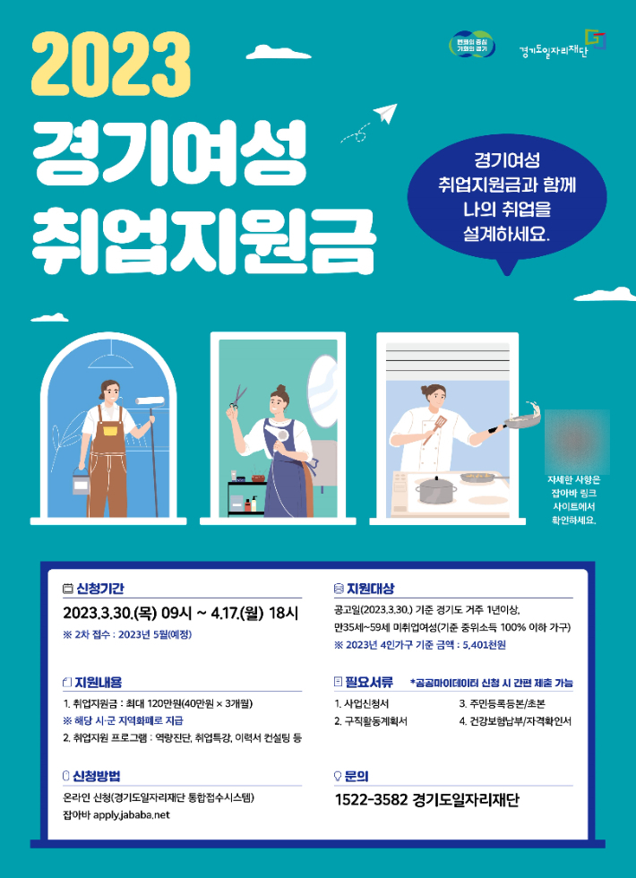 2023년 경기여성취업지원금 포스터. 경기도 제공