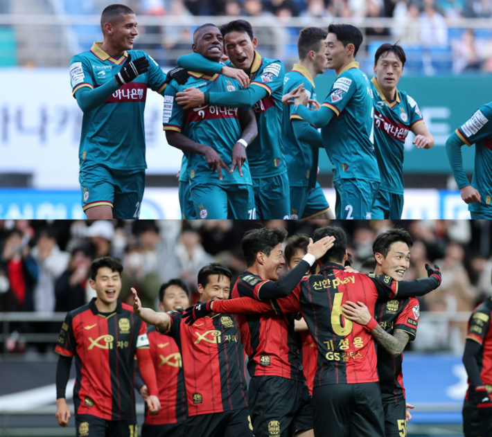 대전 하나시티즌(위)과 FC서울. 한국프로축구연맹