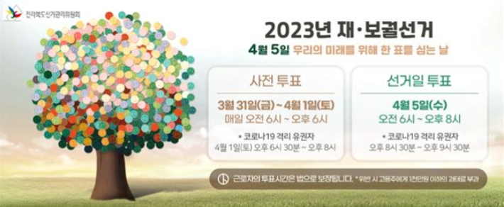 2023년 재보궐선거 사전투표가 1일부터 이틀간 실시된다. 선관위 제공