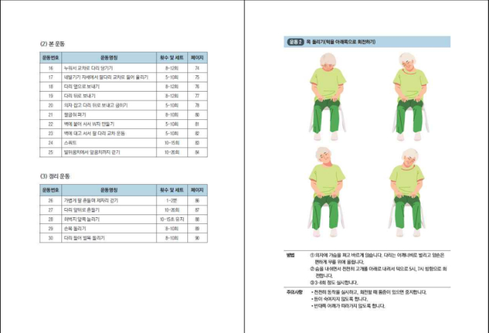 안내 책자 '파킨슨병 환자를 위한 운동'. 질병관리청 국립보건연구원 제공